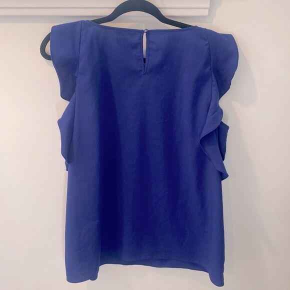 JUICY COUTURE Exaggerated Ruffle Flutter Sleeve Top Blouse Cobalt Blue Plus XXL - Picture 6 of 11